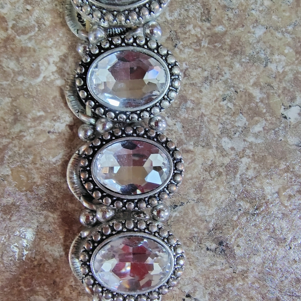 Silver and Crystal Oval Bracelet